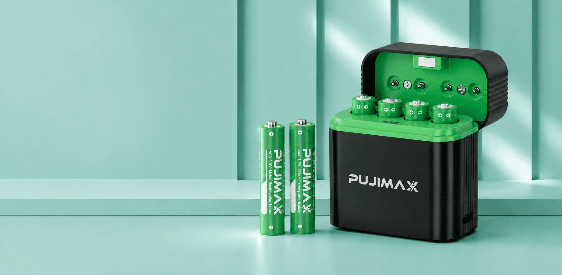 PUJIMAX rechargeable batteries and charging case